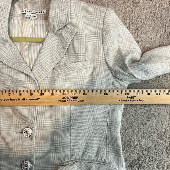 VERONICA BEARD Mathi Glen Plaid Dickey Jacket Oatmeal Beige Button Blazer 8 - Picture 14 of 15